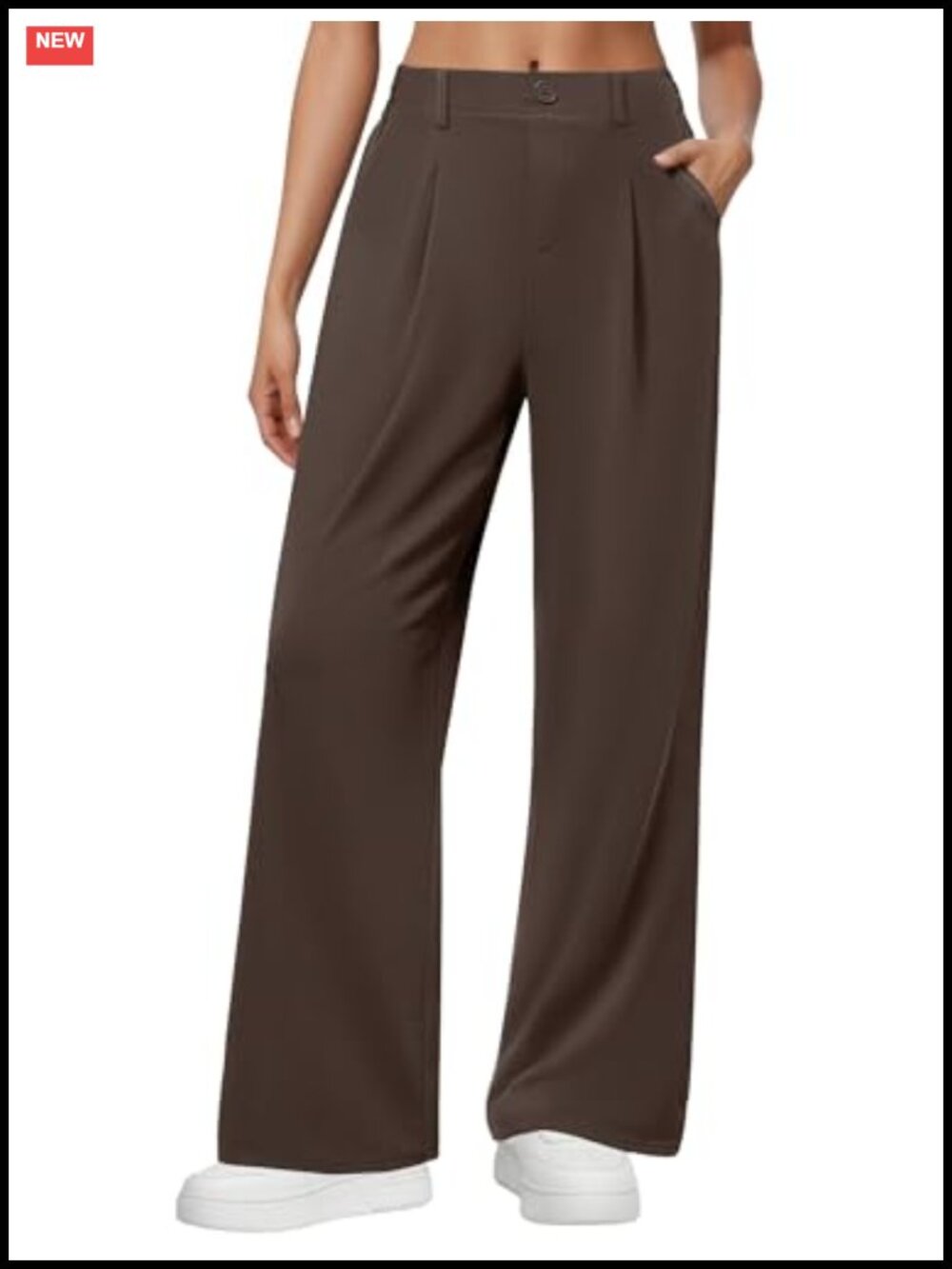 Women's High Waisted Pull On Wide Leg Dress Pants with Pockets